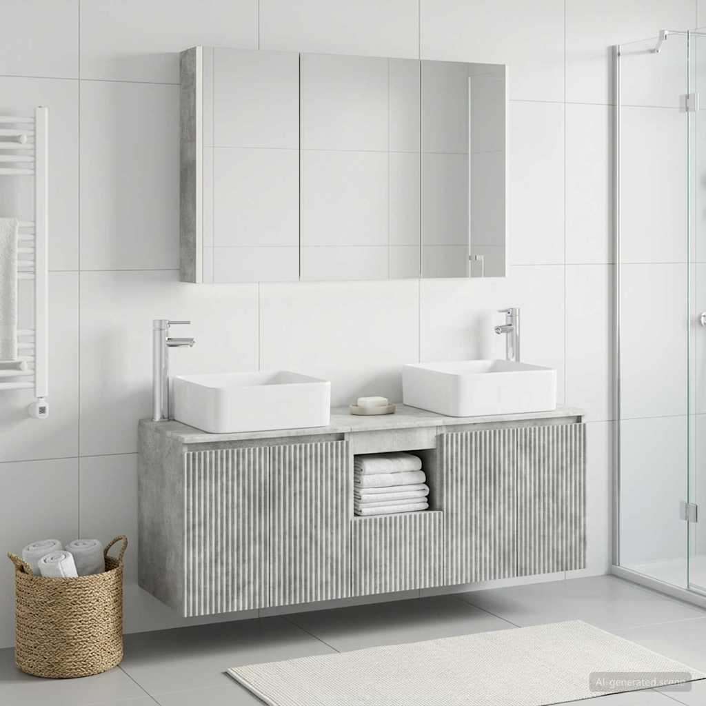 Bathroom Cabinet Set 4 Pcs Concrete Grey Particleboard
