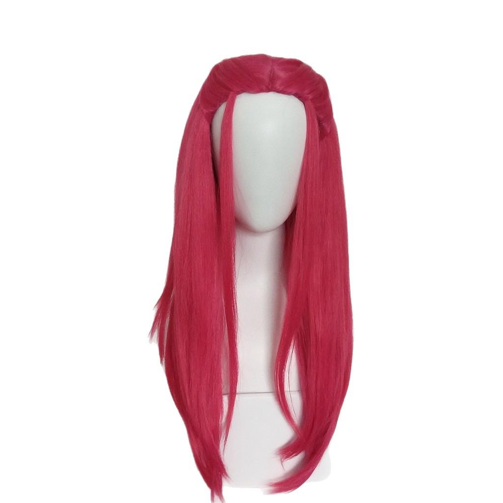 Skpop Witch Hunting Group Mila Cosplay Wig, Rose Red Long Straight Hair, Simulated Scalp, New Style