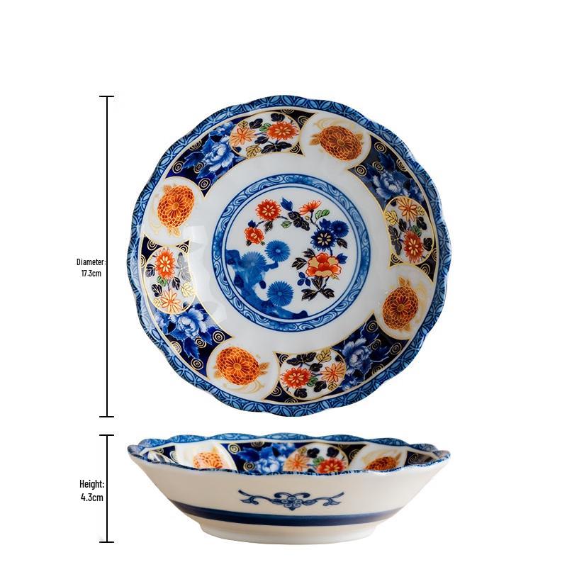 Japanese Ko-Imari Ceramic Chrysanthemum Shallow Bowl