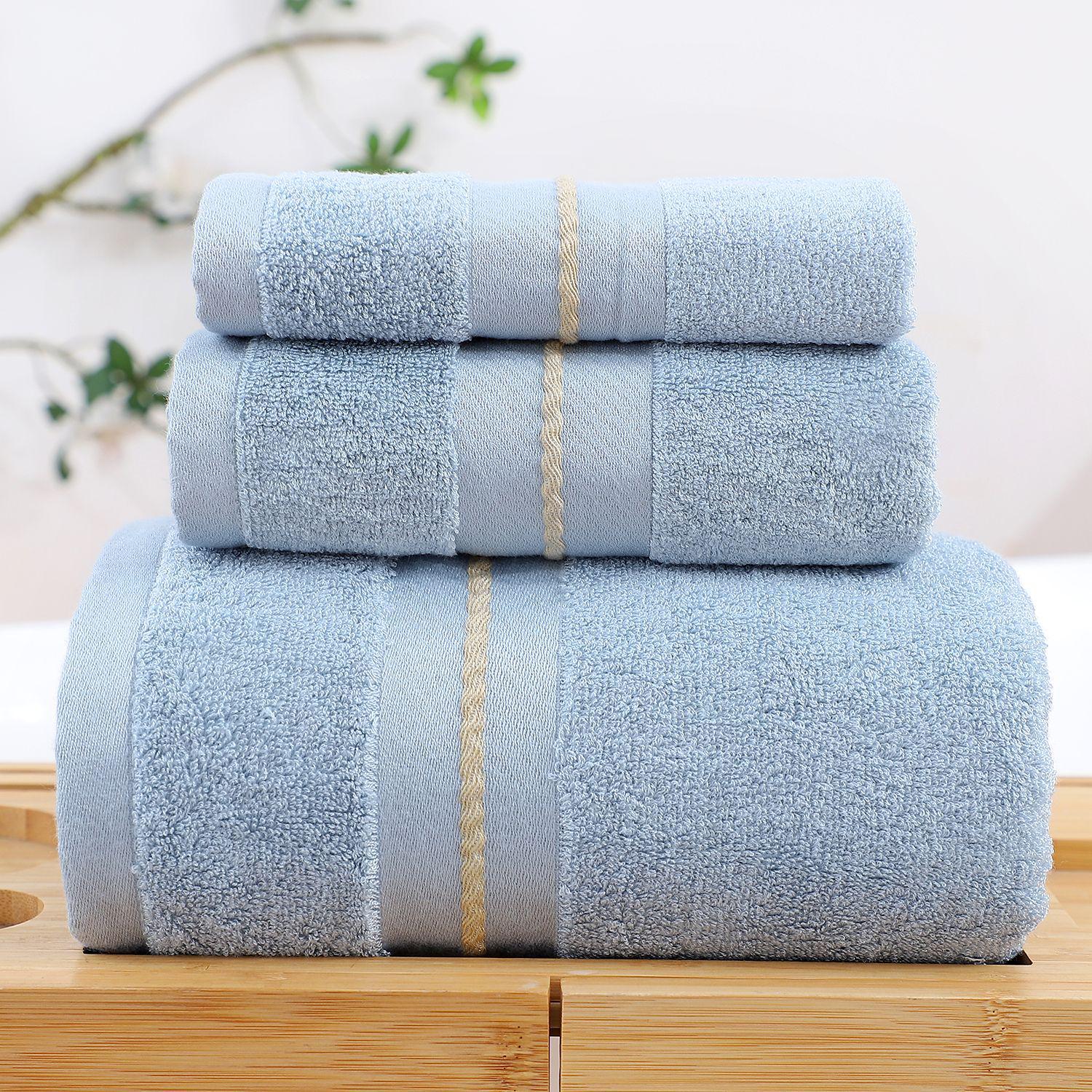 

Bamboo Fiber Thick Bath Towel - Water Absorbent, Shed-Resistant, Perfect Adult Gift, Large Size 70x140 cm светло-синий