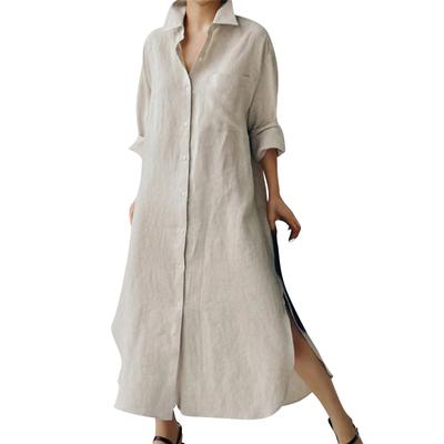 Kadın Moda Gömlek Elbise Gevşek Düzensiz Alt Gömlek Hırka Uzun Elbiseler