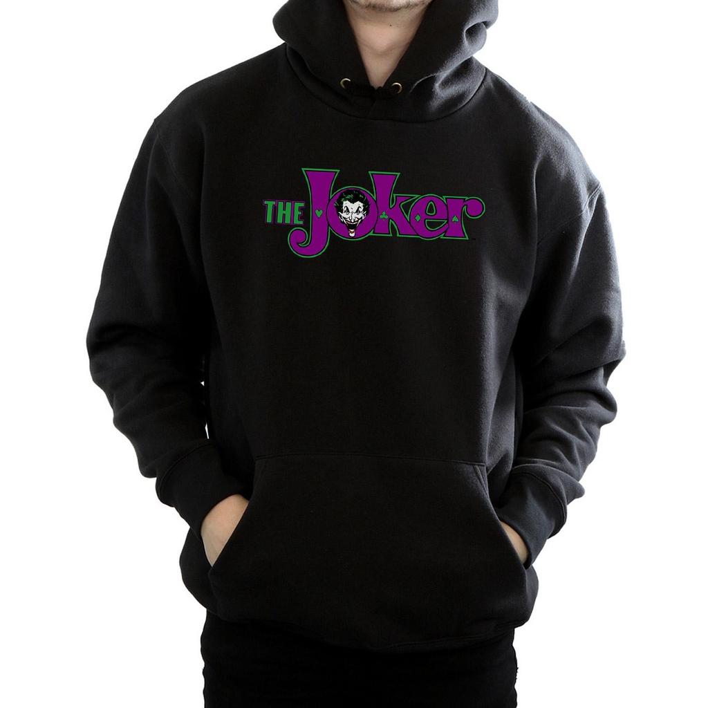 DC Comics Mens The Joker Text Logo Hoodie
