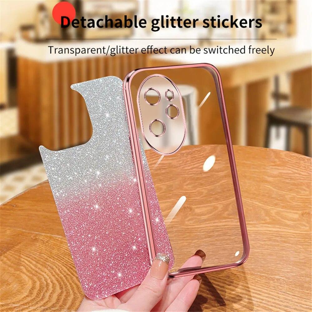 Luxury Gradient Glitter Plating Case For Huawei Honor 100 90 80 70 Pro 50 60 SE 20 30 Pro Women Soft Silicone Back Cover Honor50