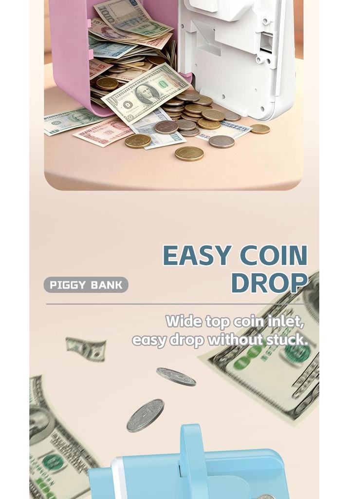 Children's Electric Piggy Bank with Fingerprint Password and Automatic Money Rolling Feature