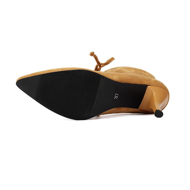 Women's High-heeled Short Boots Autumn and Winter New Thick-heeled Large-size Splicing Casual Versatile Short Boots