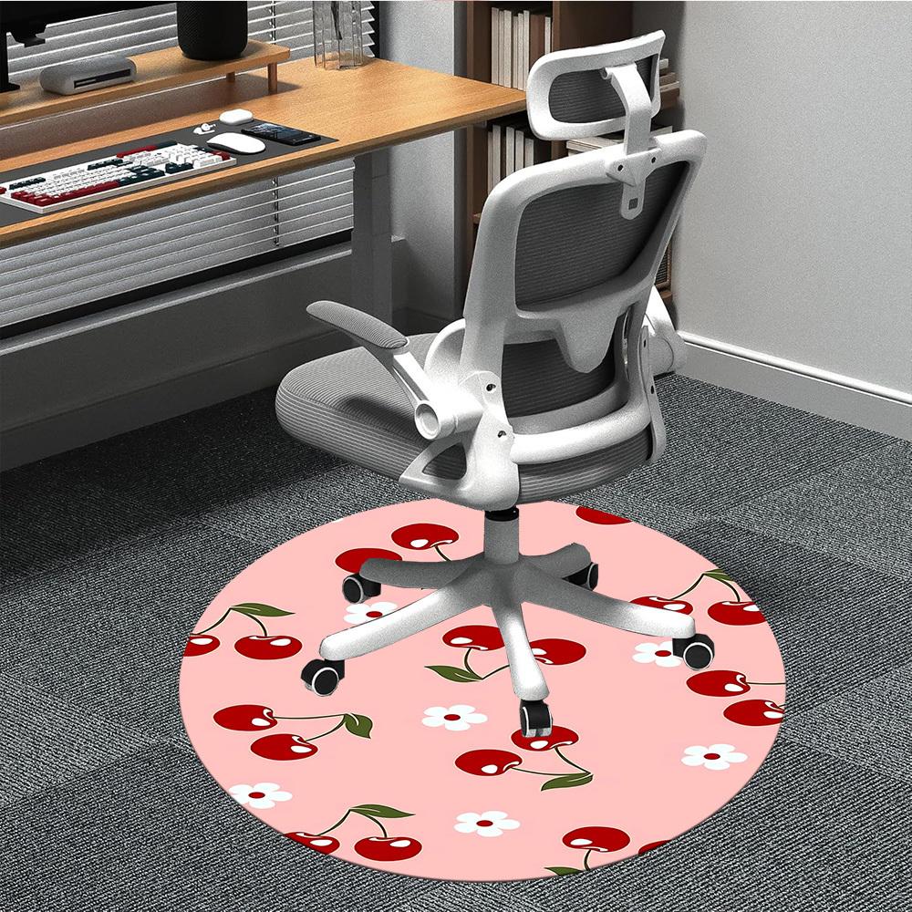 

1pc Pink Cherries Office Round Area Rug, Under Office Chairs Bedroom Living Room Home Decor, Room Deco, Available in Various Sizes L1121031 80cm by 80cm