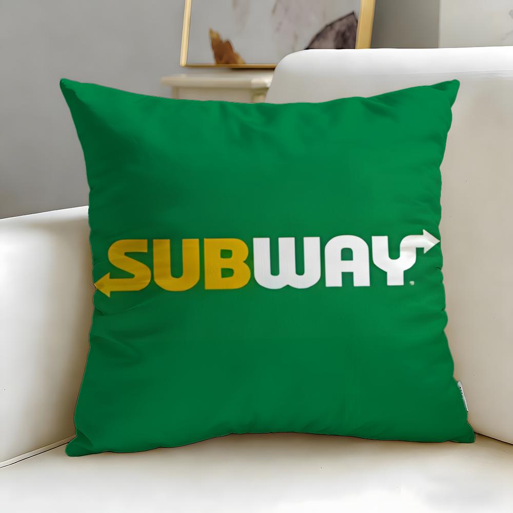 Classic Restaurant Brand Subway Cushion Cover Soft EasyWash Pillow Case Versatile for Couch Bed Travel and Office