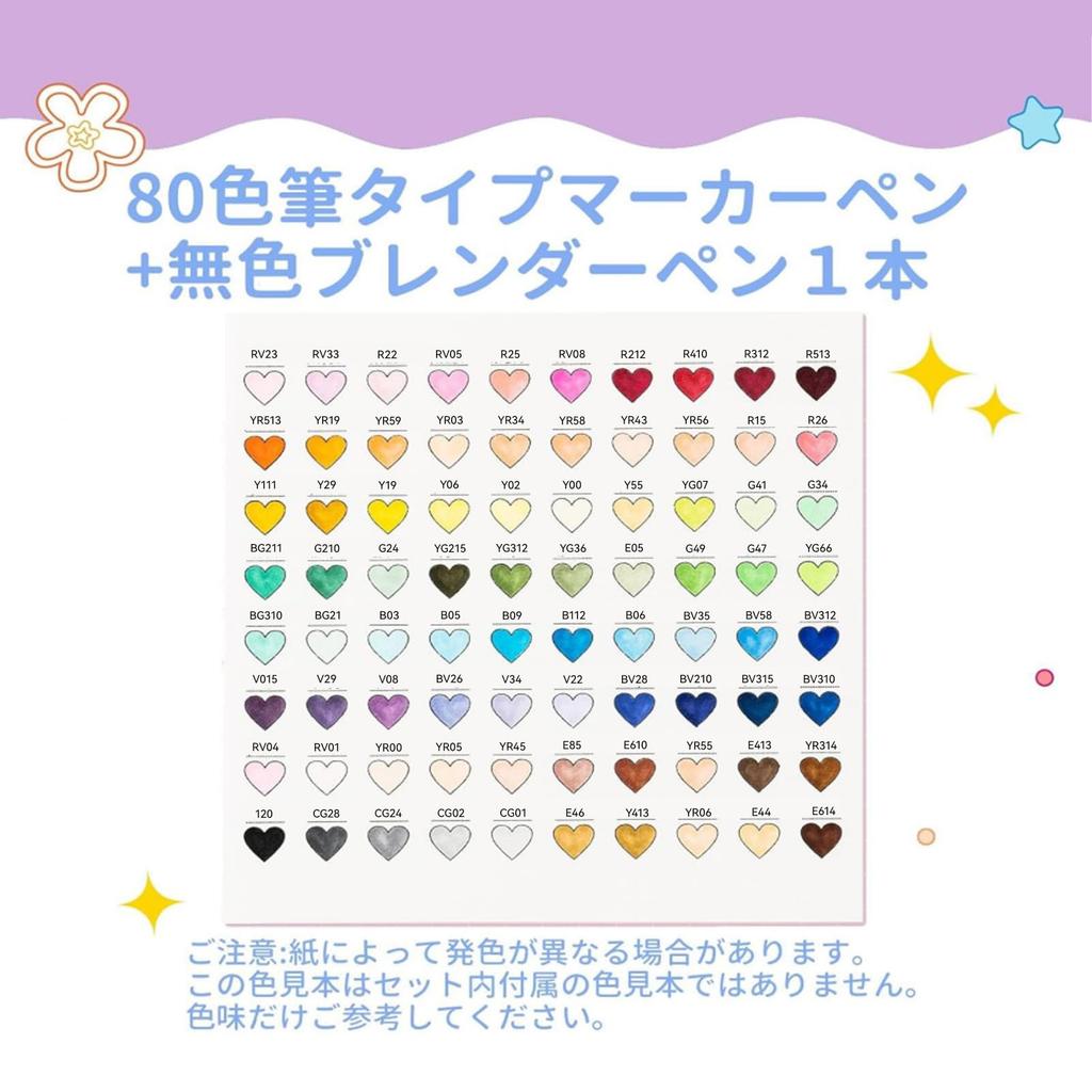 Ohuhu Illustration Brush 80 81 Professional Light Traditional Japanese Pastel Marker with Blender Honolulu B Series Markers, Type, Colors, Markers,