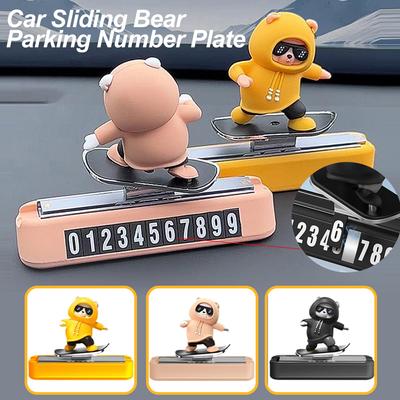 Decoratiuni Noi de Bord Auto Urs Skateboard Plăcuță Număr de Parcare Magnetică Creativă Desene Animate Auto Interior Accesorii Interioare