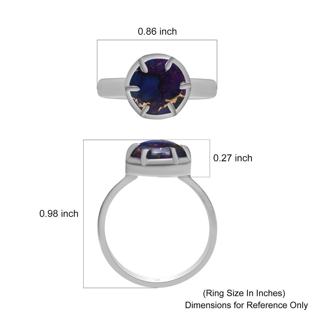 10X10 Mm Natural Purple Copper Turquoise Gemstone 925 Sterling Silver Prong Set Ring Woman & Girls