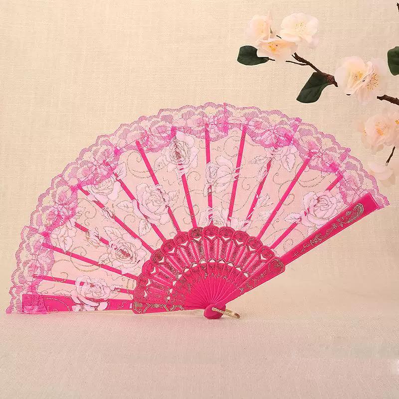 New Style Rose Lace Women's Folding Fan, Dance Fan, High-End Women's Fan, Gift Fan for Weddings