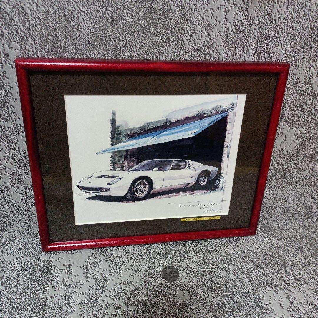 

[USED] Framed Lamborghini Miura Rare Illustration Art Frame