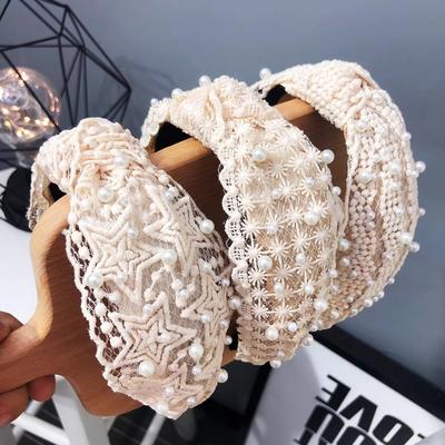 1 Piece of Lace Lace Knotted Headband, Wide Edge Korean Style Headband Nail, Pearl Korean Style Headband for Women