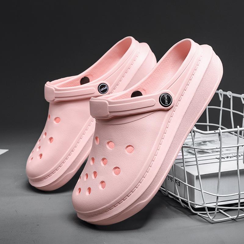 

New couple sandals outdoor garden shoes men s bag head beach shoes breathable soft sole women s lightweight hole shoes 39-40 рожевий