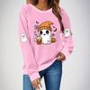 Women's fashionable and casual Halloween print pullover hoodie