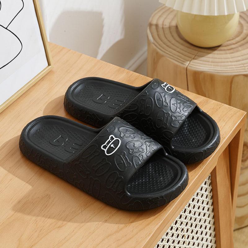 Unisex Summer Large Size Flat Bottom Cartoon Candy Color Indoor Slippers Women Men Casual Anti Slip Bathroom Slippers For Couples 36-43