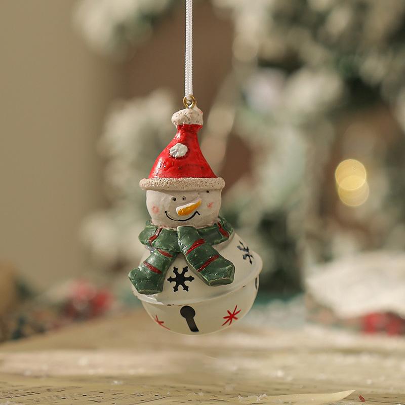 1PC Santa Claus Bell Decoration Xmas Tree Ornaments Vintage Iron Pendant Creative Elk Snowman Hanging Ornament Christmas Bells