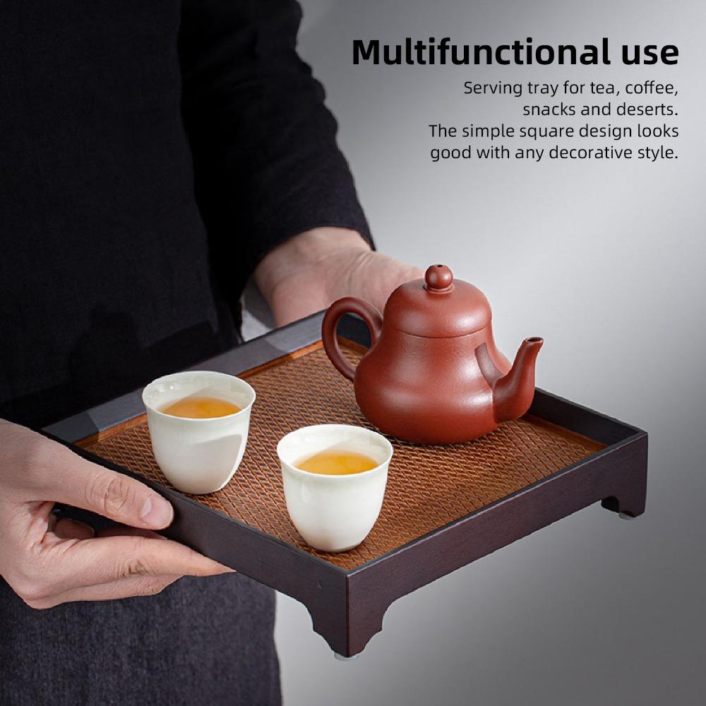 7.5in Square Square Serving Tray Solid Wood Dessert Serving Tray Tea Pot Holder  Serving Platter