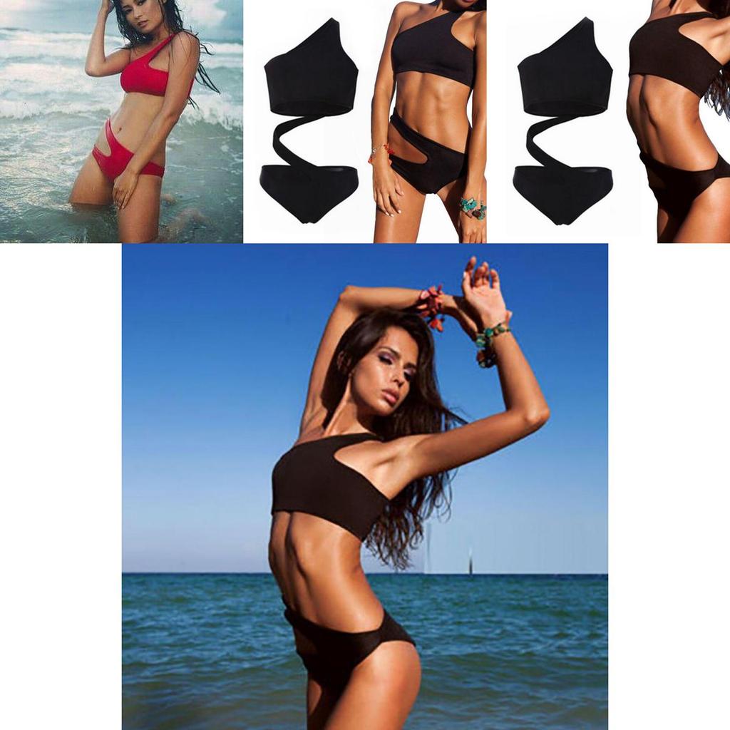 Elegant Sexy One Piece Women Hollow Swimsuit Bikini With Padded Swimwear Shoulder