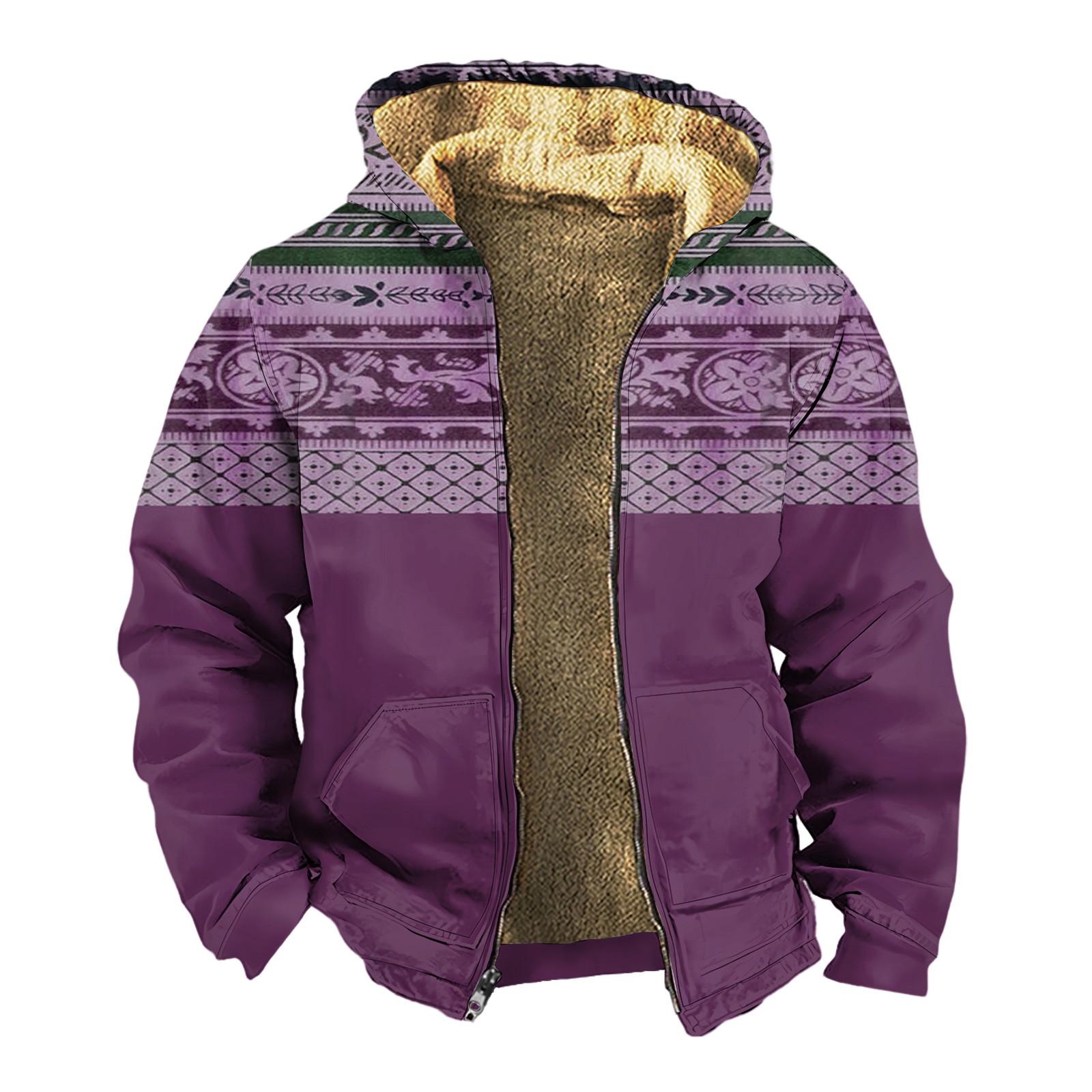 Мужская зимняя флисовая толстовка с капюшоном на молнии с накладным карманом — фото 6