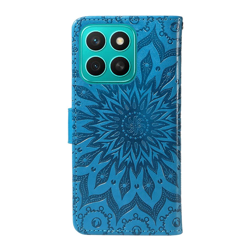 For Honor X8c 4G Phone Case Sunflower Imprinted Leather Wallet Stand Cover with Strap