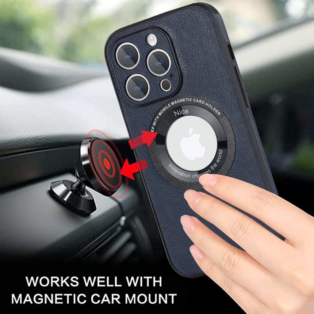 Luxury Leather Texture Magnetic For Magsafe Wireless Charging Case For Iphone 14 Pro Max Plus 11 12 13 Mini Protector Lens Cover