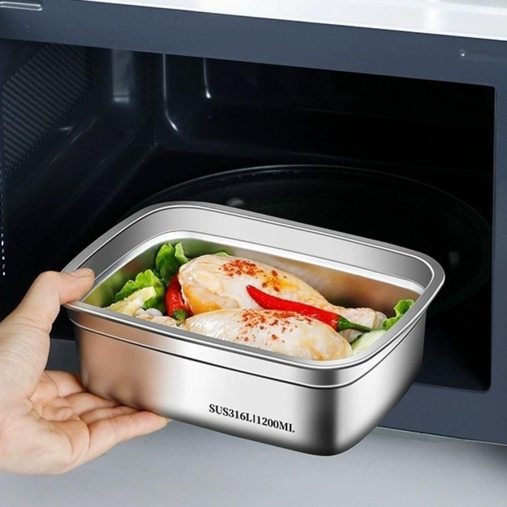 Large Capacity Stainless Steel Fresh-Keeping Box with Locking Lids Durable Airtight Food Containers Freezer Safe Sealed