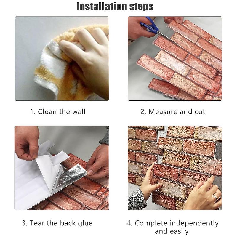 10Pcs Self Adhesive Waterproof 3D Wall Panels Peel and Stick Subway Tile Brick Wallpaper Retro Sticker for Bathroom Fireplace