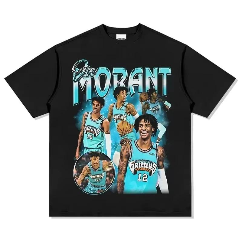Ja Morant Memphis Grizzlies #12 Vintage Bootleg Oversized T-Shirt, NBA High-Flyer Graphic Tee, Unisex Casual Top
