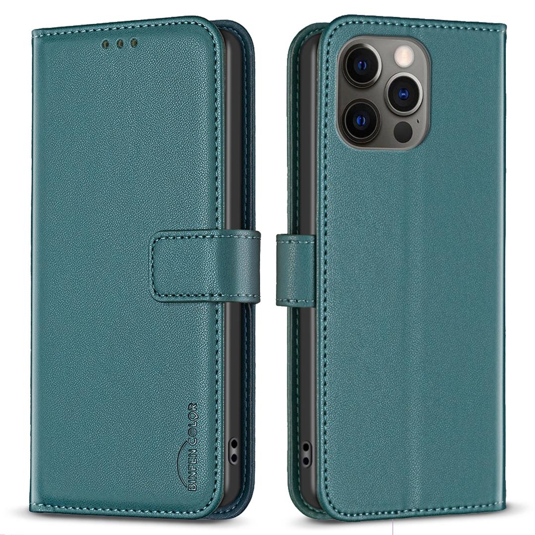 

BINFEN COLOR BF17 Чехол-кошелек для iPhone 12/12 Pro 6,1 дюйма, PU кожаный чехол-книжка с подставкой для телефона Green