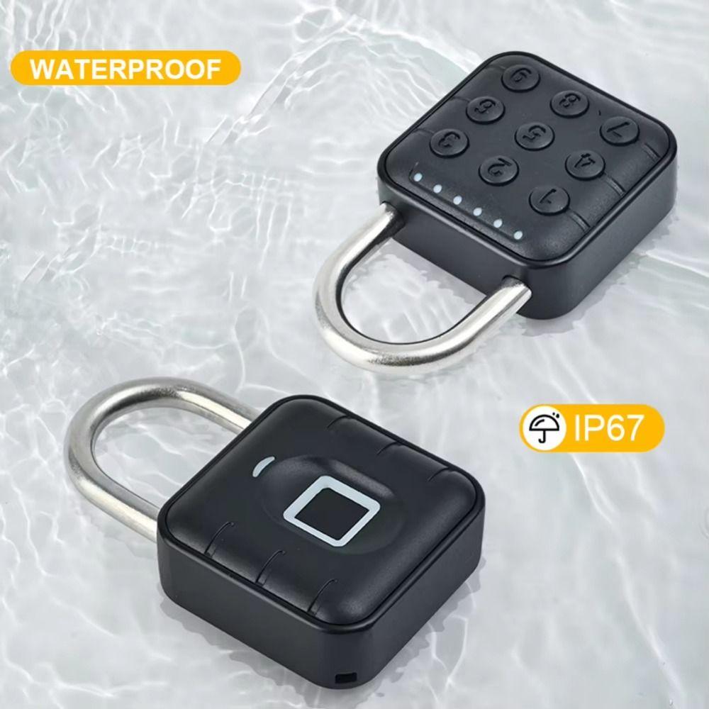 Anti-theft Smart Padlock Waterproof Electronic Door Lock Cabinet Fingerprint Lock  Outdoor