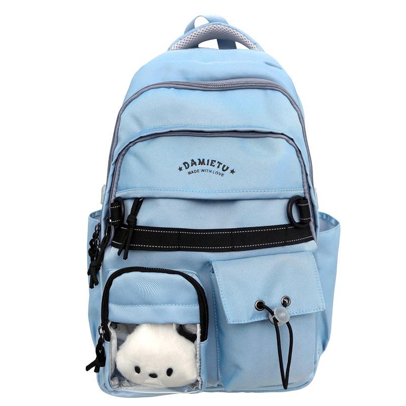 

Middle School Student Schoolbag Women Large Capacity Backpack Men s Backpack синий