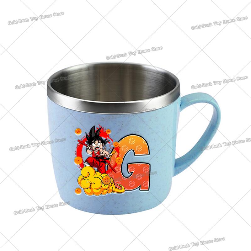 Anime Son Goku Letter Water Mugs Cartoon Dragons Ball Kids Stainless Steel Milk Cup School Home Coffice Drink Mug Boy Girl for Round Sensory
