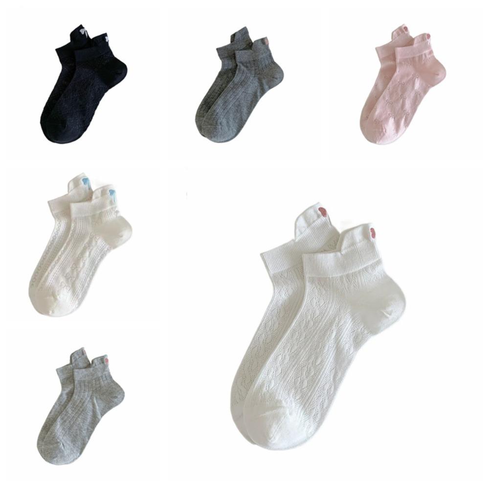 6Pairs Lolita JK Embroidery Bow Socks Sweet Socks Women Soft Ballet Tube Socks  Streetwear