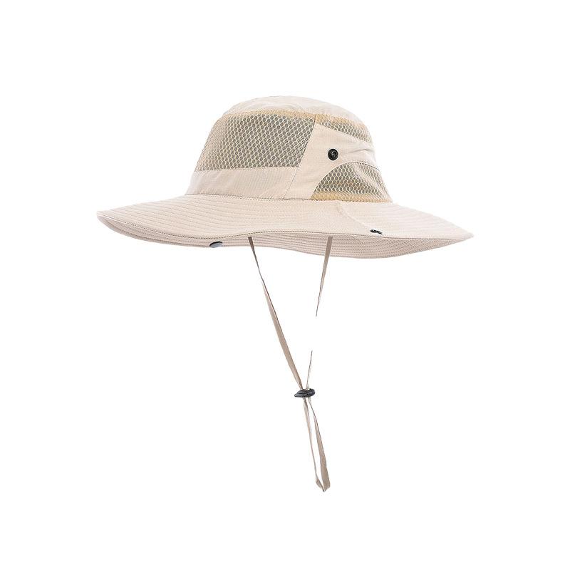 Quick Drying Summer Men'S Bucket Hat Outdoor Uv Protection Wide Border Panama Safari Hunting Hiking Hat Mesh Fisherman'S Hat