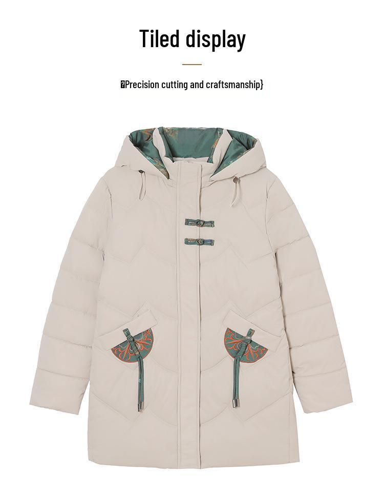 2024 Winter Women's Short Hooded Down Cotton Coat for Middle-Aged & Elderly