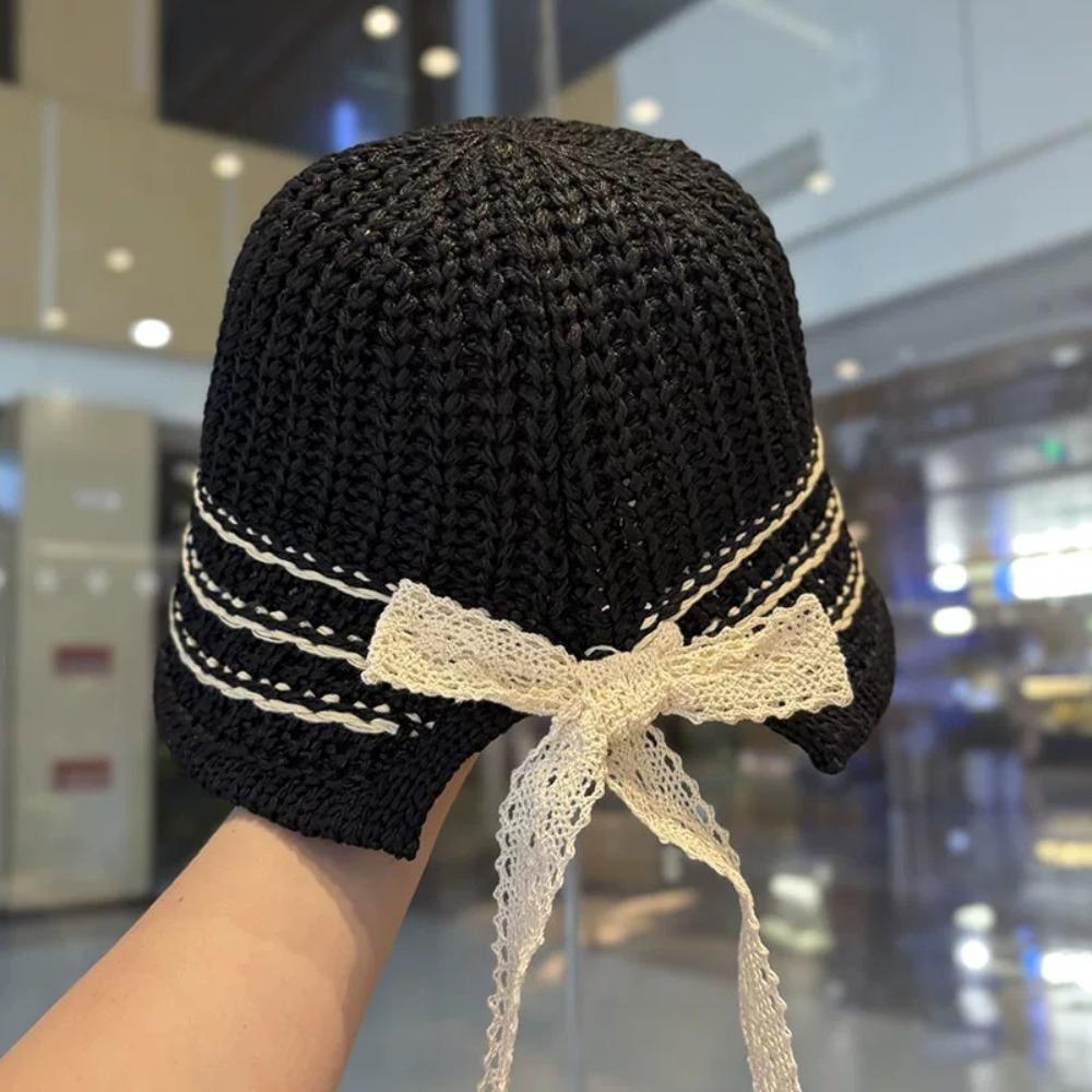 

Fashion Lace Womens Fisherman Hat Wide Brim Anti UV Sunshade Hat Adjustable Panama Hat Outdoor Holiday чёрный