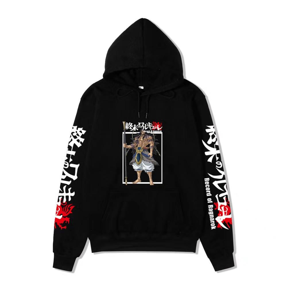 Record of Ragnarok Lu Bu Vollfarbiger Anime Hoodie Japanischer Drachen-Ärmeldruck Lässiger Pullover mit langen Ärmeln Sweatshirt
