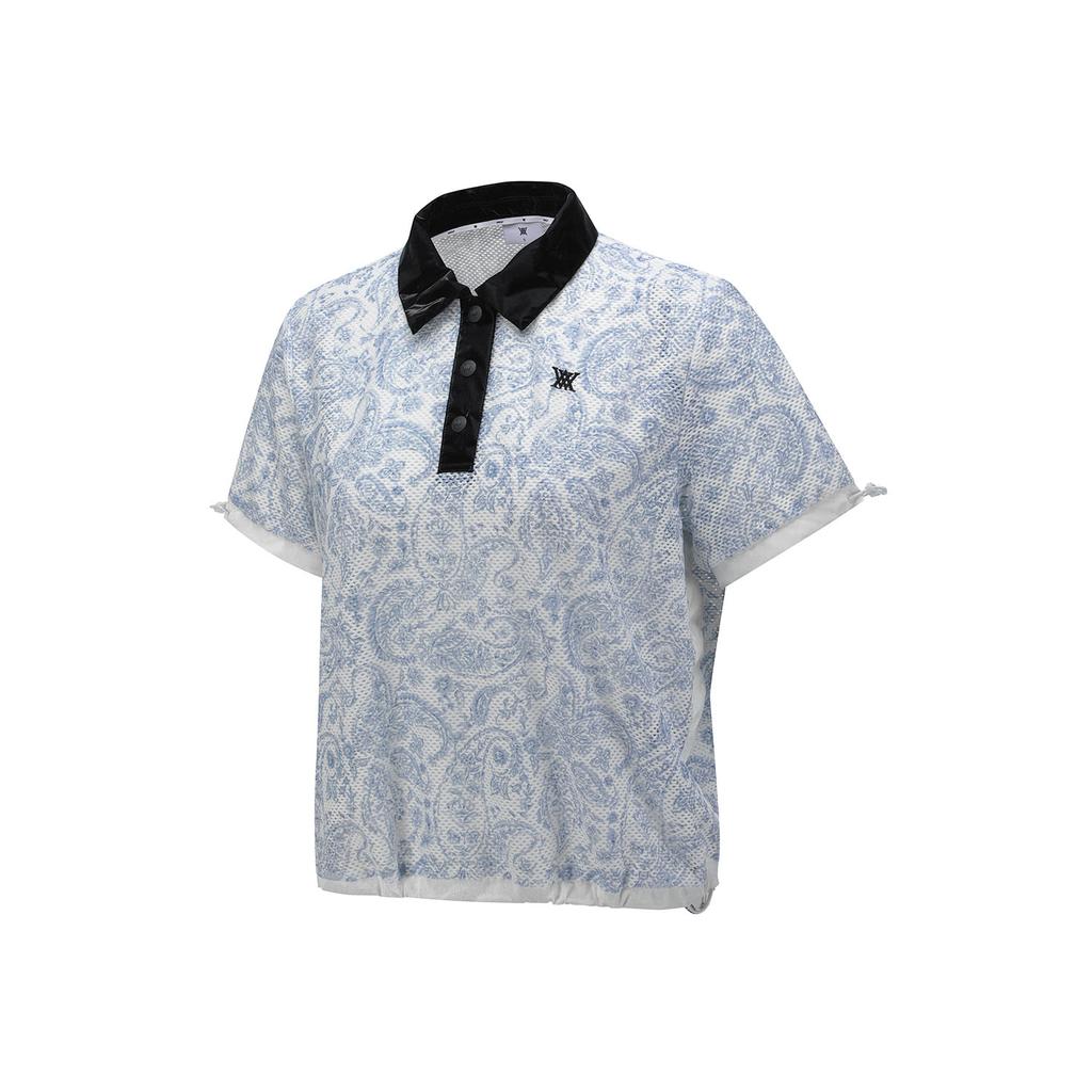 ANEW GOLF Women Paisley Mesh T-Shirt_Bl