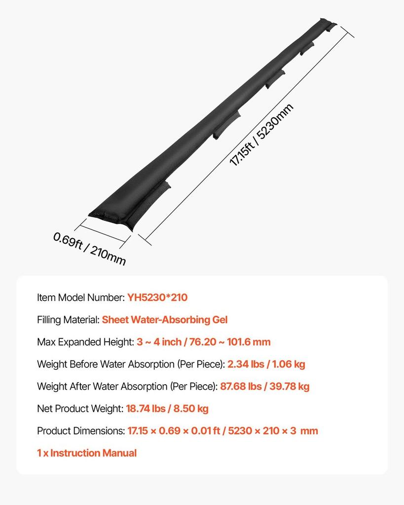Flood Barrier, 8 Pack, 480 X 435 Mm Flood Bags Activated by Water, Reusable Water Absorbent Barrier, Sandless Sandbags Blockage, Flooding Prevention