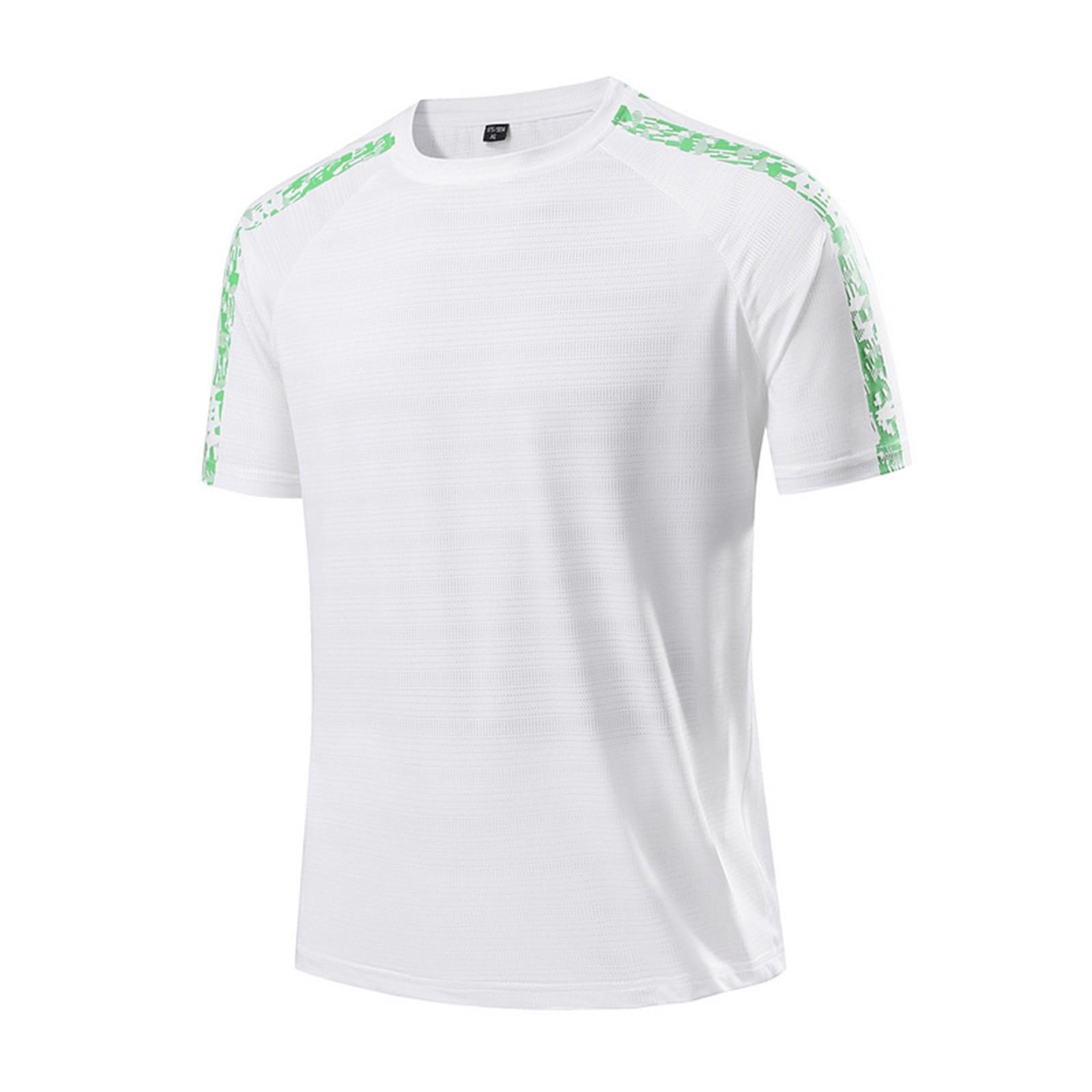 

Мужская летняя облегающая дышащая одежда из шелка с круглым вырезом, быстросохнущая, повседневная спортивная футболка, топы M белый