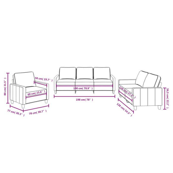 VidaXL Ensemble de Canapés avec Coussins 3 pcs, Canapés avec Accoudoirs et Dossier, Ensemble de Meubles, Mobilier de Salon, 3201428