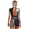 Professional Latin Dance Bodysuit for Women Glittery Sequins Backless Leotard Shiny Stage Performance Ballroom Wear