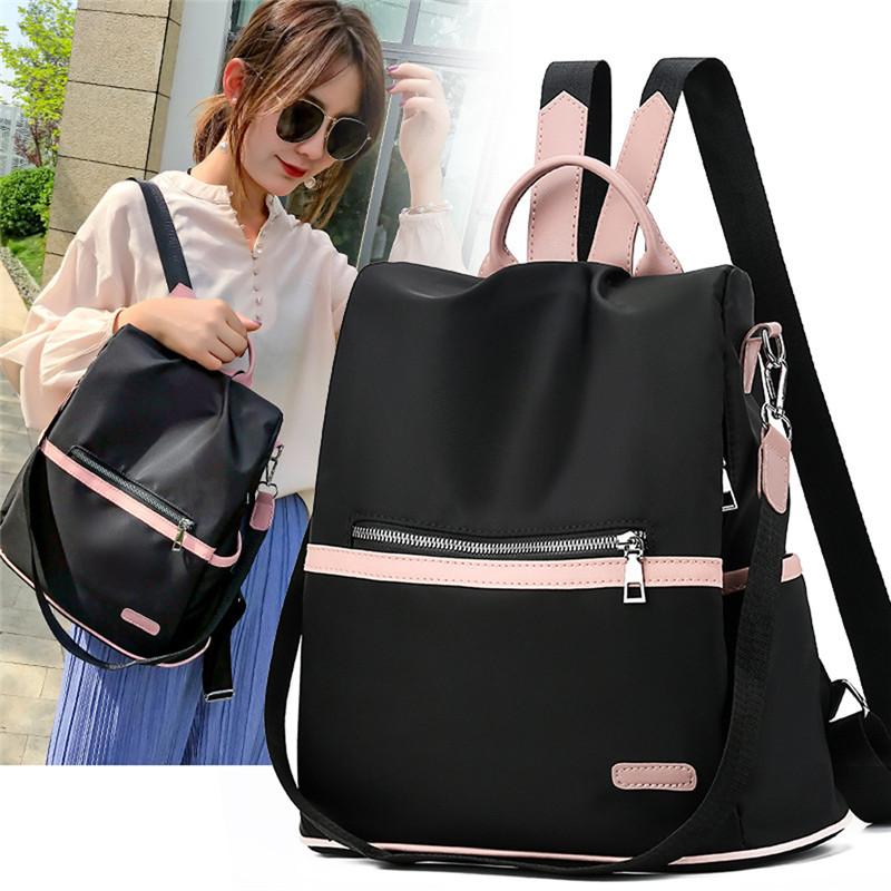 2025 Casual Oxford Backpack Women Black Waterproof Nylon School Bags for Teenage Girls High Quality Fashion Travel Tote Packbag