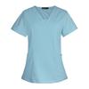 V-neck Women's Hospital Scrub Suit with Short Sleeves and Printed Design