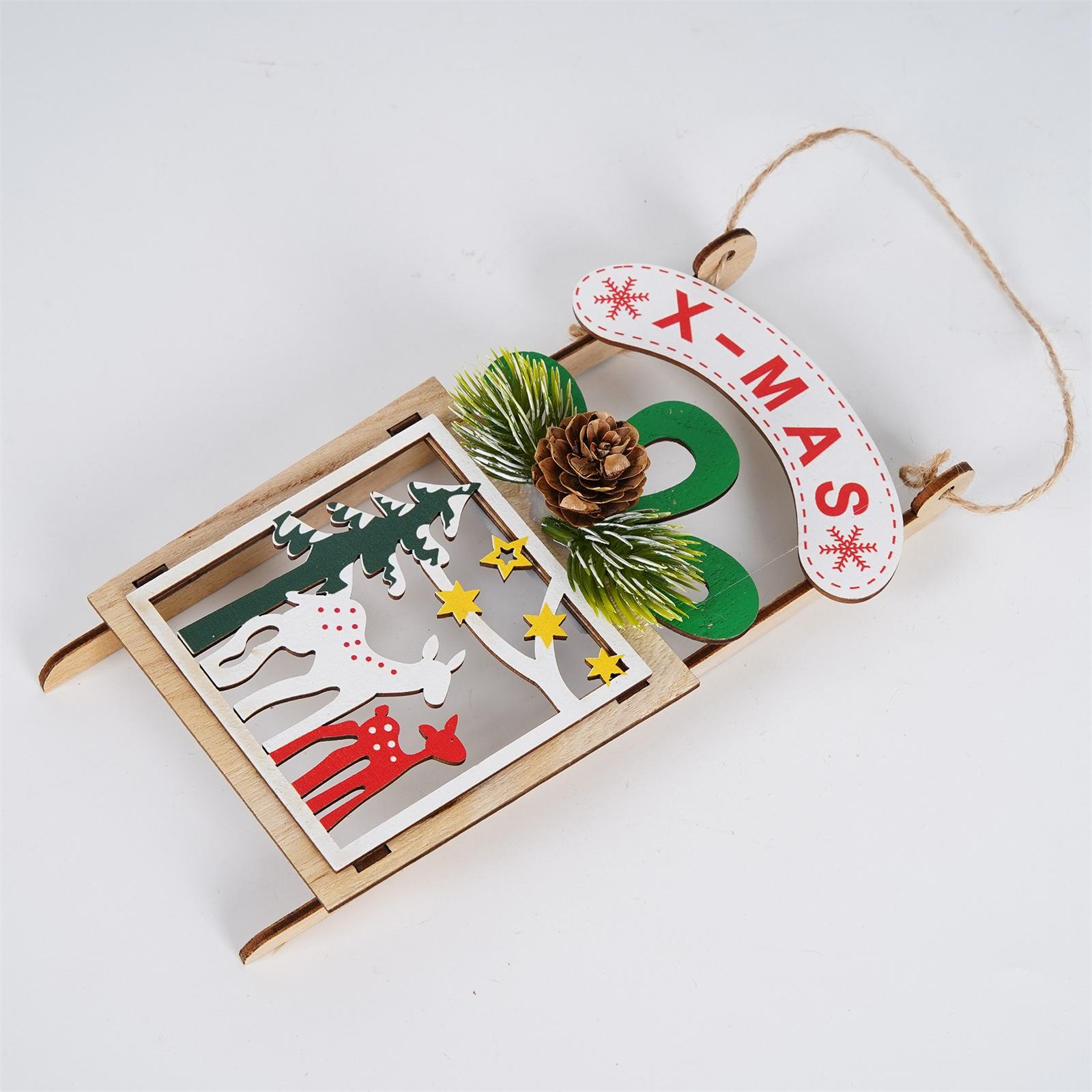 

Christmas Hanging Wooden Ornaments Hollow Wood Openwork Pendant Wooden Rustic Christmas Tree Decorations For Holiday Decor One Size