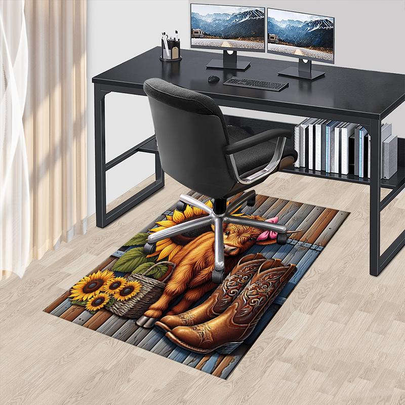 Chair Mat: Sunflower Cow Office Carpet Large Rug for Home Decor, Sofa Cover, Gift Idea, Suitable for Bedroom, Living Room, Various Rooms