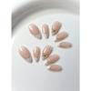 24 Uds. Puntas de Uñas Francesas Cortas Hechas a Mano Set de Manicura Uñas Postizas Adornadas con Línea Dorada y Circonita