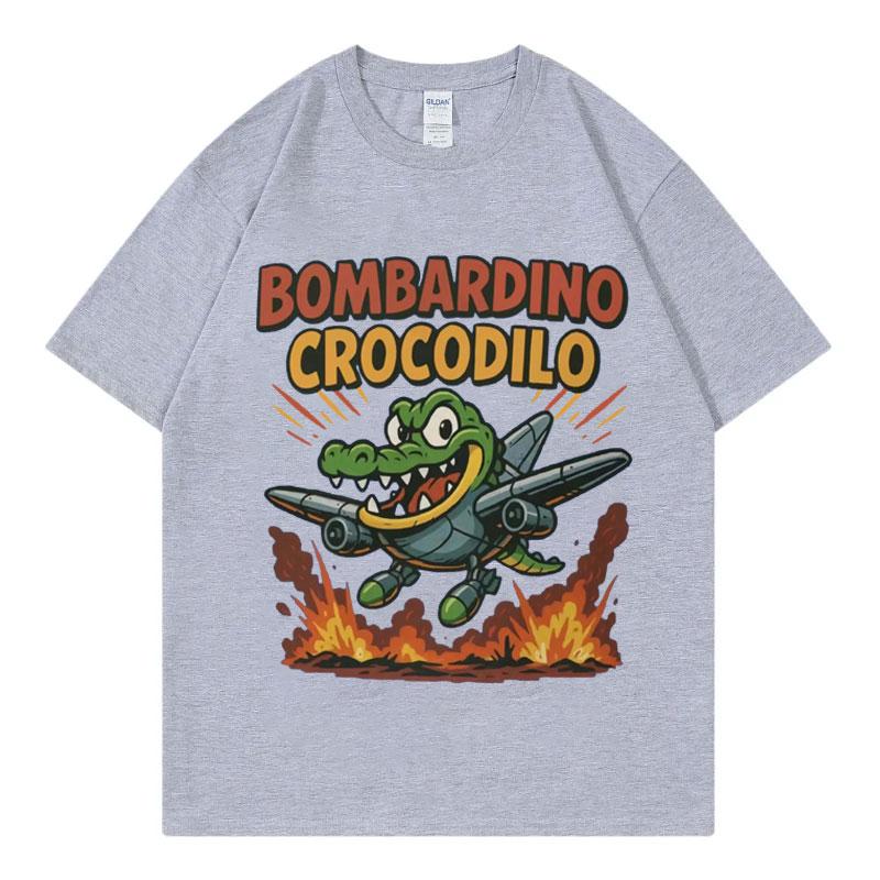 Bombardino Crocodilo Meme Graphic T Shirts Fuuny Italian Brainrot Humor Joke Tshirts Mens Womens Fashion Y2k Clothing Tshirt