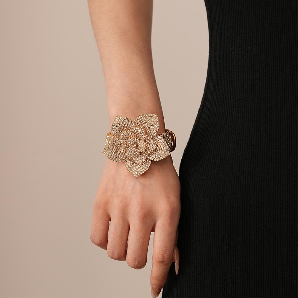 Adjustable Flower Armband Arm Chain Zinc Zinc Alloy Flower Upper Arm Bangle Party